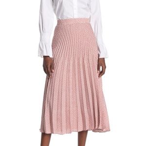 Max Studio Brand New Pleated Stylish Polka Pink Blush Skirt.